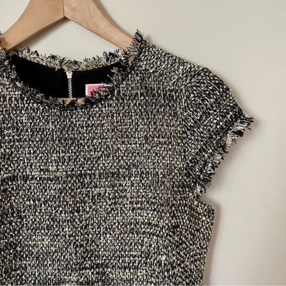 Kate Spade Party Tweed Black and Gold Fit and Flare Mini Dress Size 2 - Picture 5 of 10